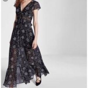 Ladder Lace Printed Maxi Dress